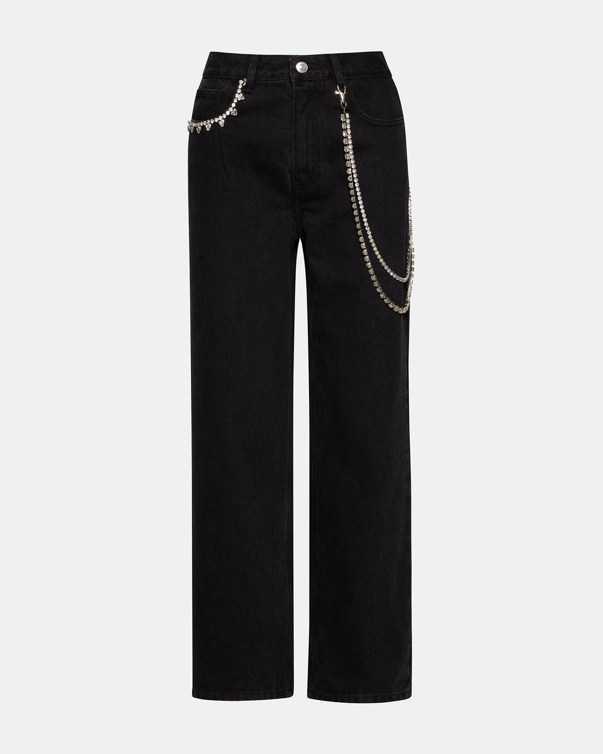 SWIFT Black Wide-Leg Denim Chain Women's Jean