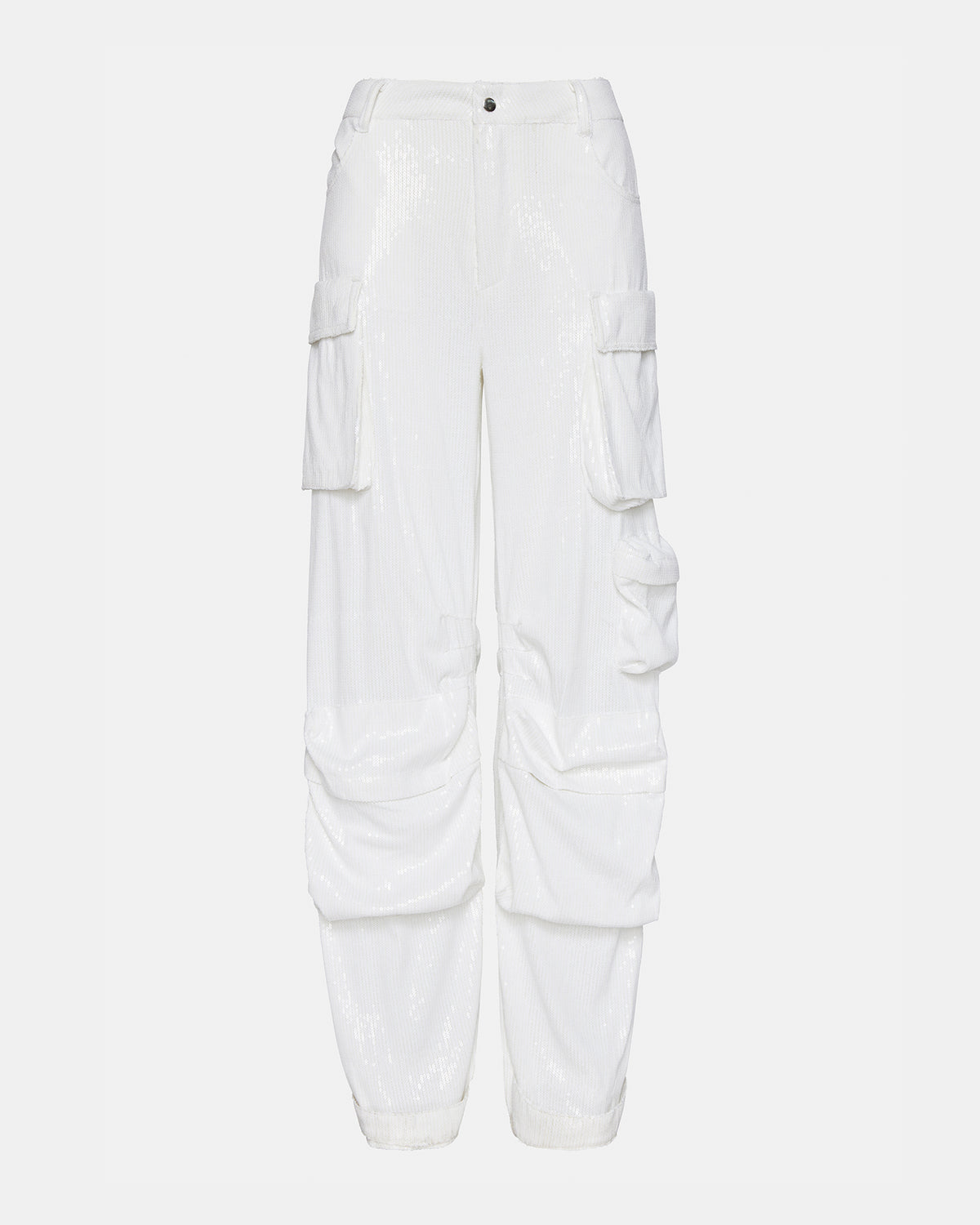 DUO White Sequin Women's Utility Cargo Pants