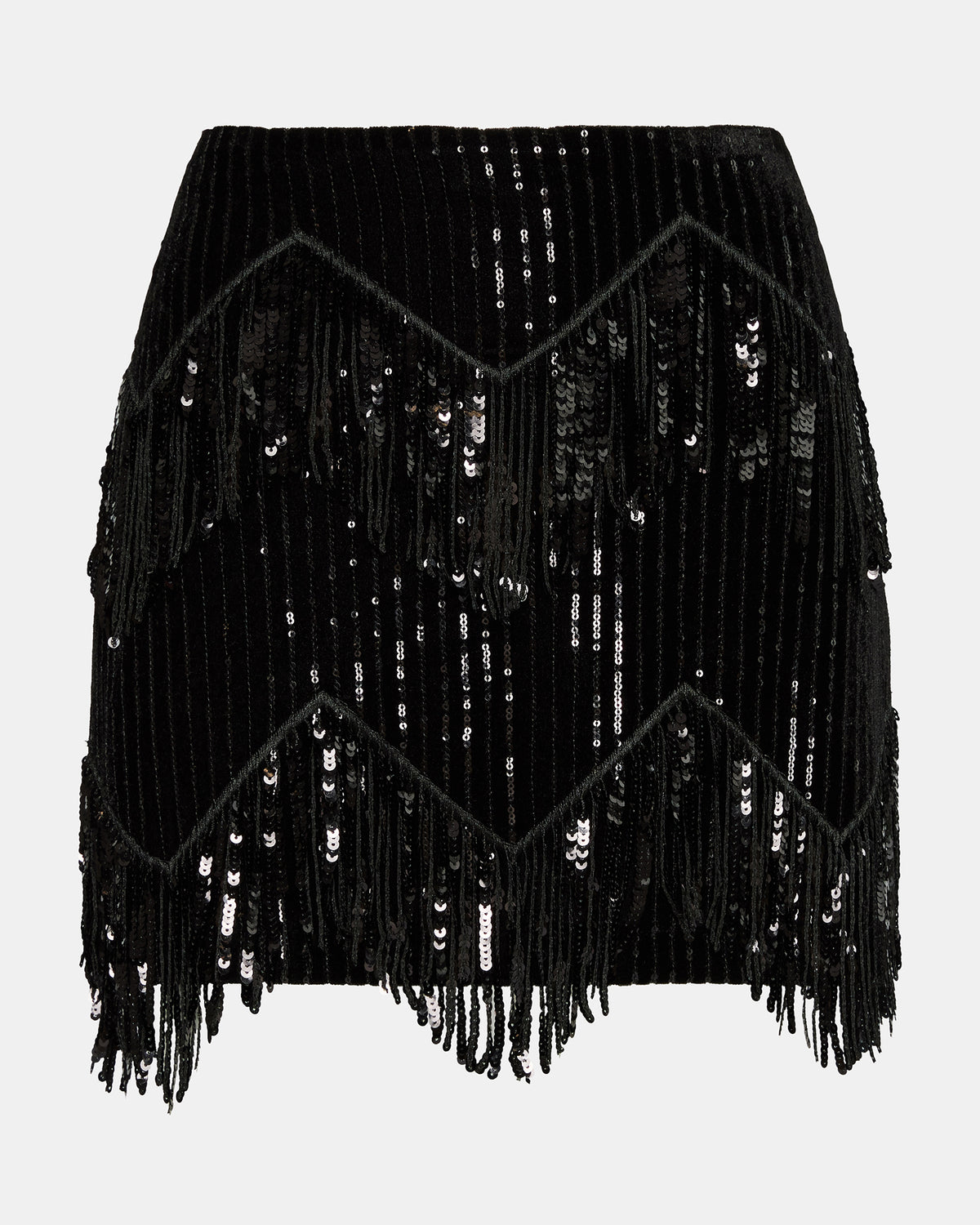 CINDI Sequin Black Fringe Embellished Women's Skirt