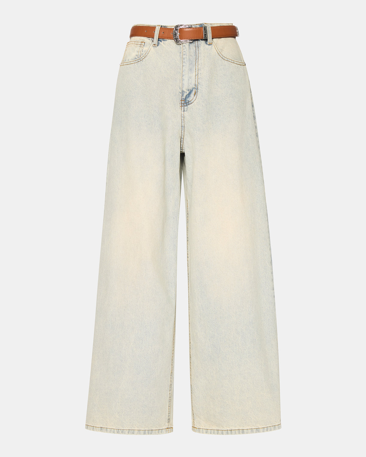 MAGNUS Women's Washed Denim Wide-Leg Jeans