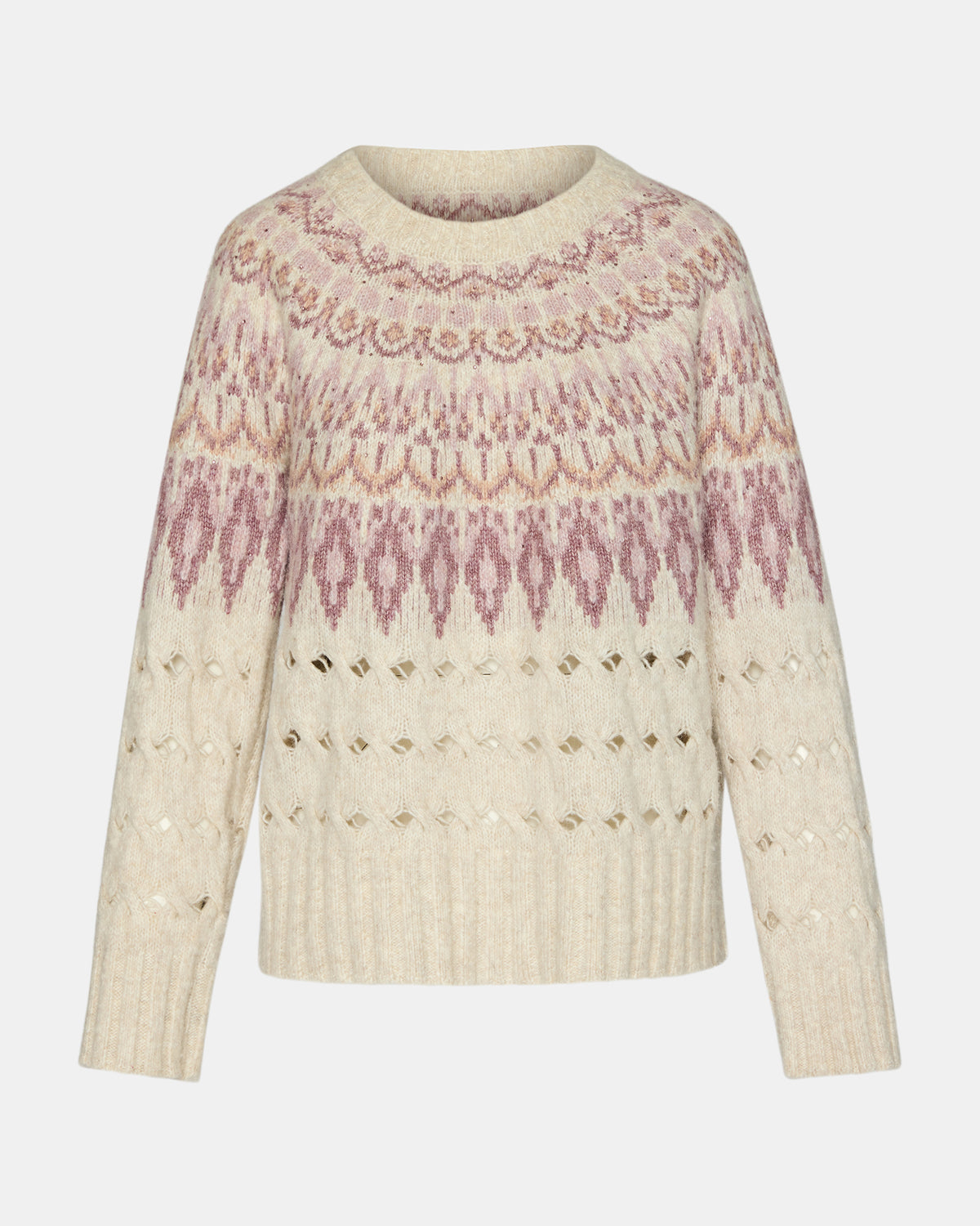 SUZETTE Multi Women's Fair Isle Long-Sleeved Pullover Sweater