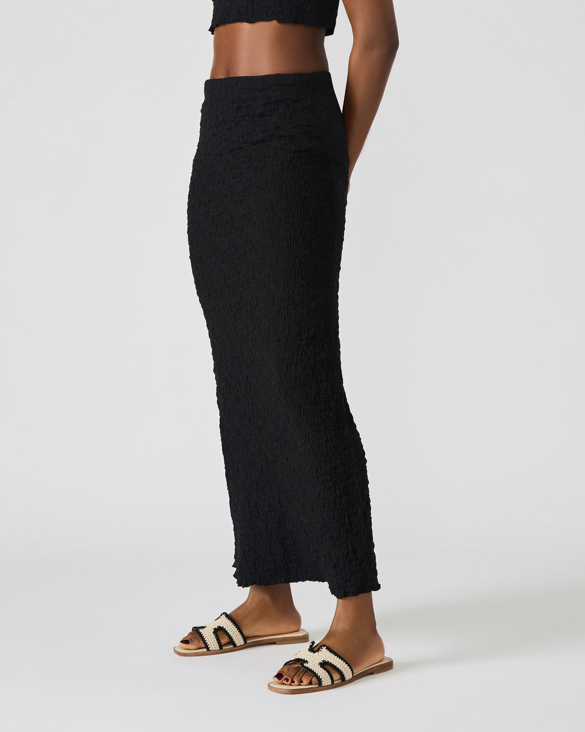 SEASIDE Maxi Skirt Set Black Women's Textured Matching Set