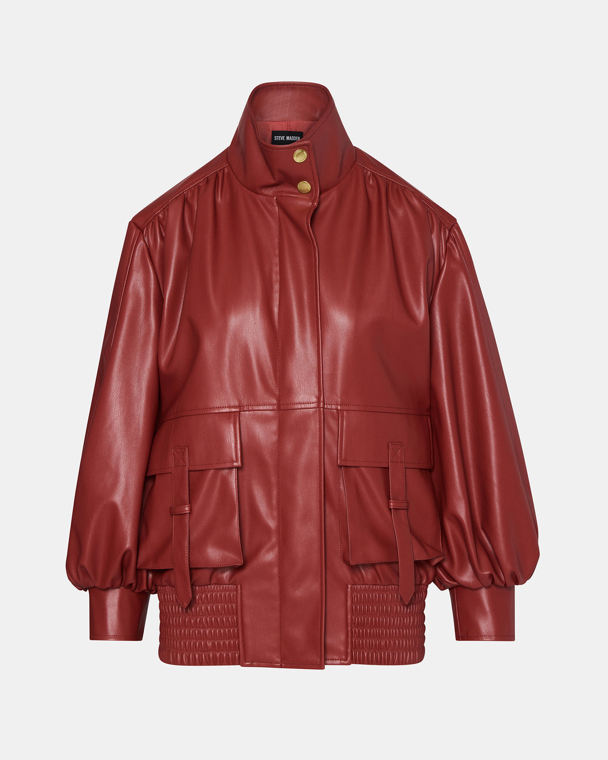 VEE Dusty Brick Faux Leather Long-Sleeved Women's Jacket