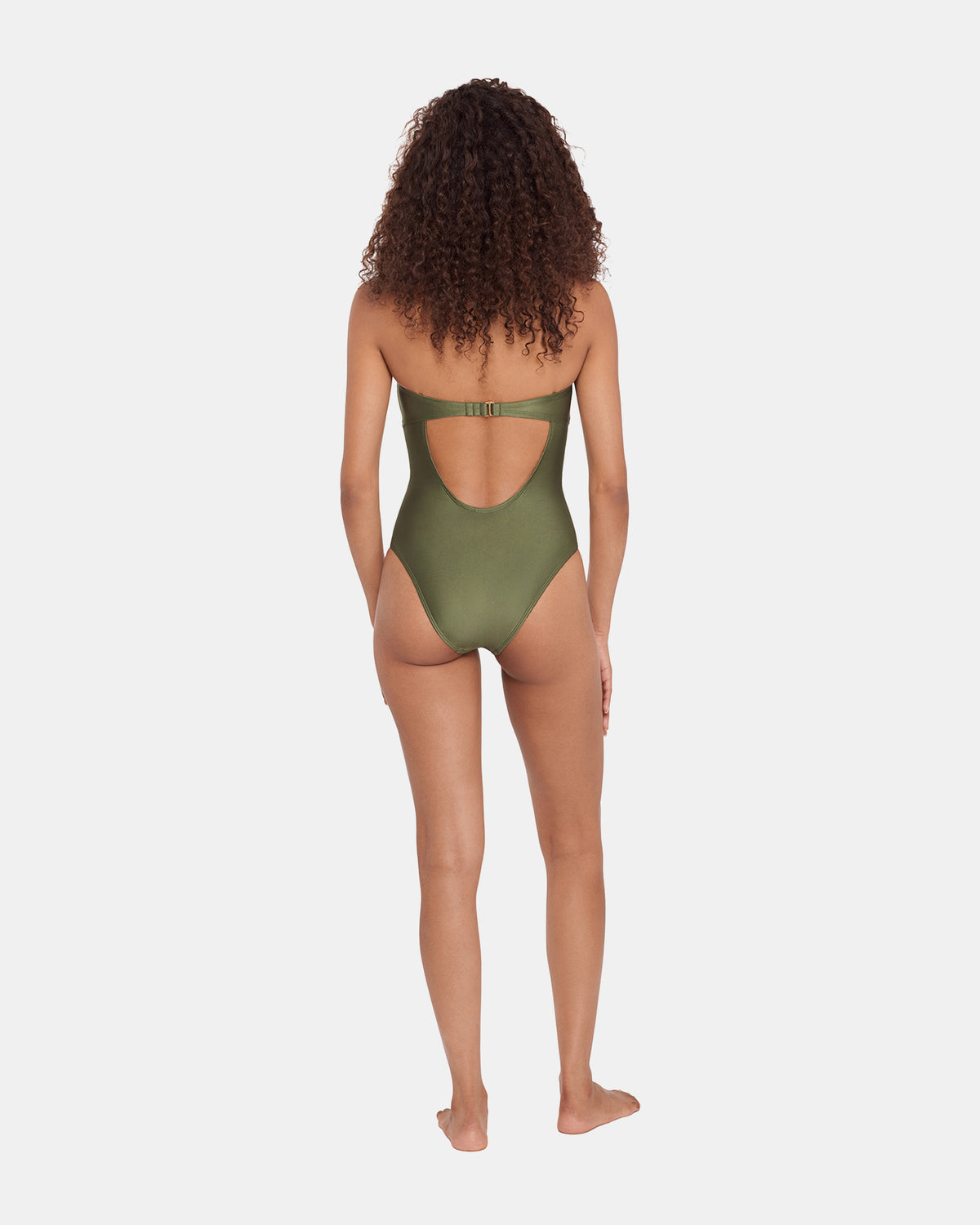 SHINE BRIGHT ONE PIECE SWIMSUIT Olive Women's Bandeau One-Piece Swimsuit