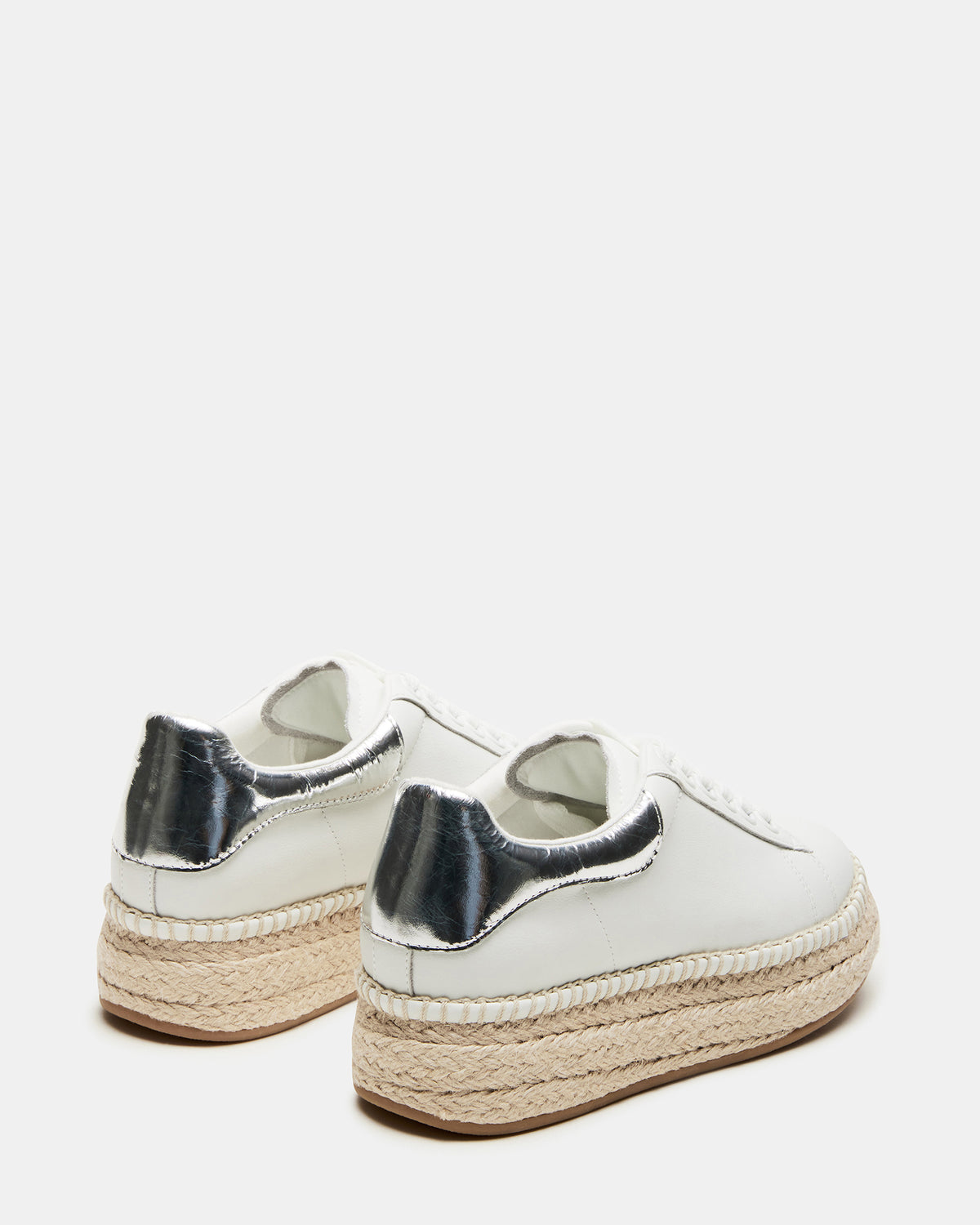 GLANCE White/Silver Espadrille Platform Casual | Women's Sneakers