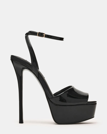 JEZZICA Black Patent Platform Stiletto Ankle Strap Women's Heel Steve Madden BLACK PATENT