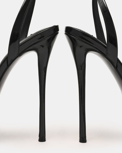JEZZICA Black Patent Platform Stiletto Ankle Strap Women's Heel Steve Madden BLACK PATENT