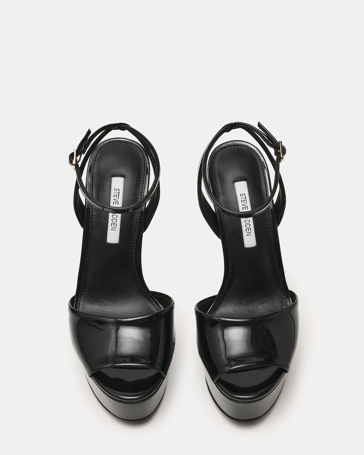 JEZZICA Black Patent Platform Stiletto Ankle Strap Women's Heel Steve Madden BLACK PATENT