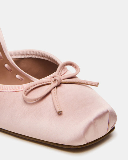 LARINA Pink Satin Square-Toe Stiletto Pump Lace-Up Women's Heel Steve Madden PINK SATIN