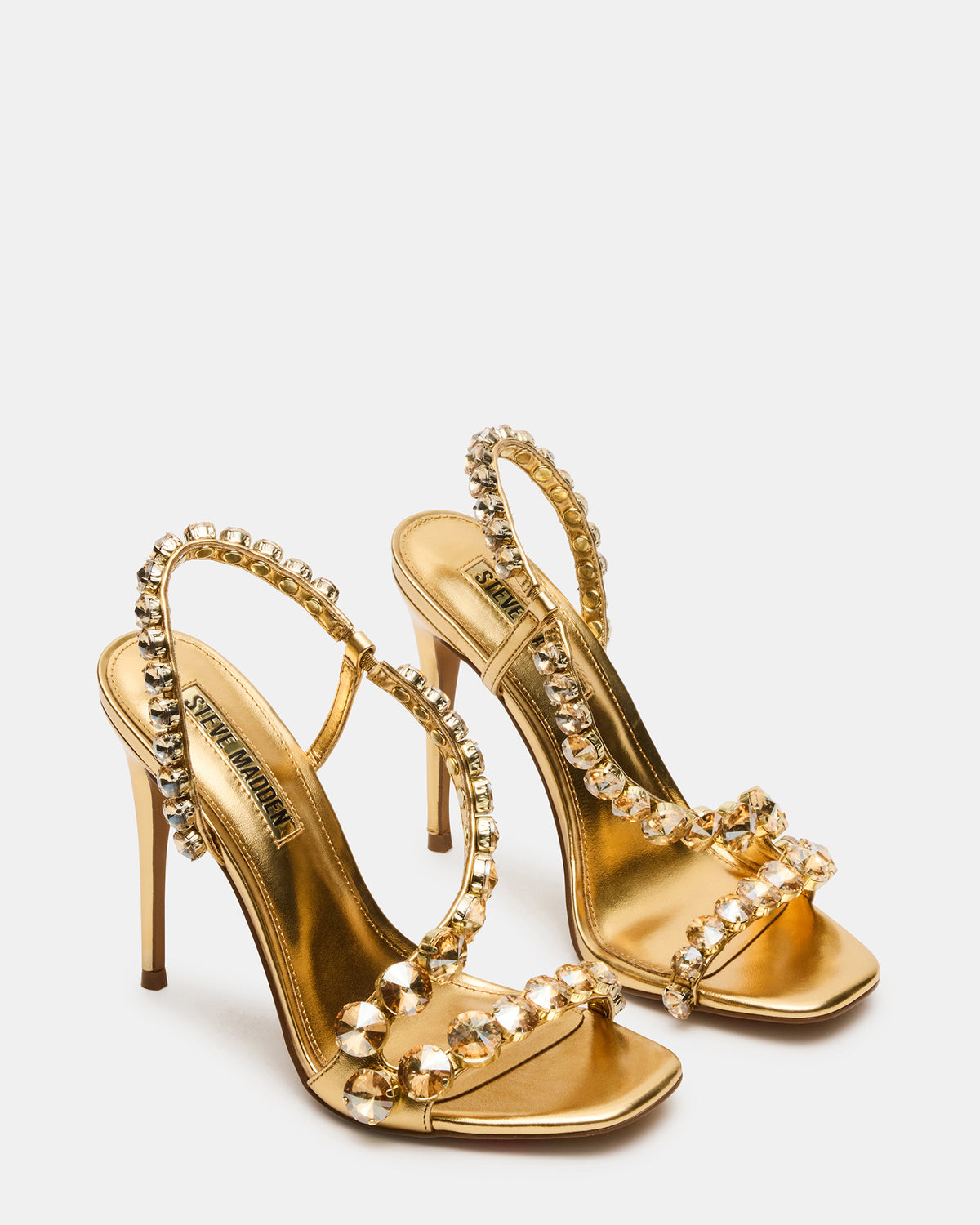 NYLIE Gold Multi Strappy Square-Toe Embellished Women's Heel Steve Madden GOLD MULTI