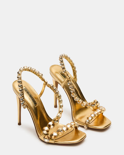 NYLIE Gold Multi Strappy Square-Toe Embellished Women's Heel Steve Madden GOLD MULTI