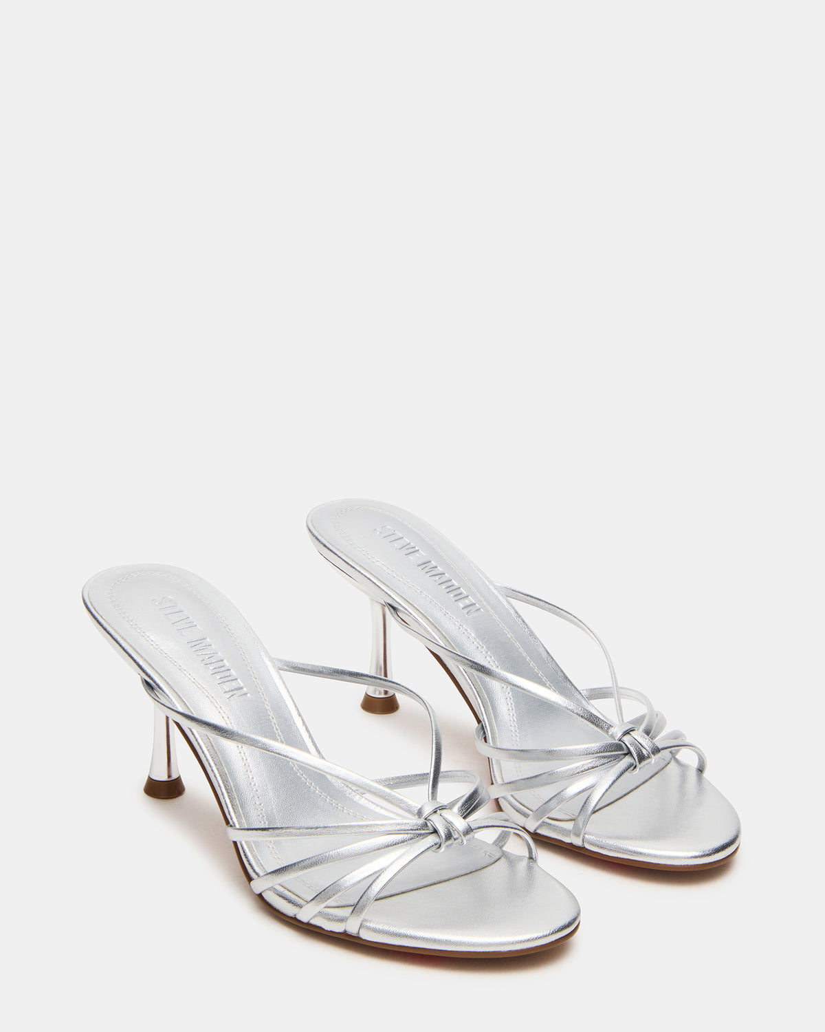 EDNA Silver Leather Strappy Mule Women's Heel Steve Madden SILVER LEA