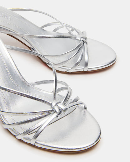 EDNA Silver Leather Strappy Mule Women's Heel Steve Madden SILVER LEA