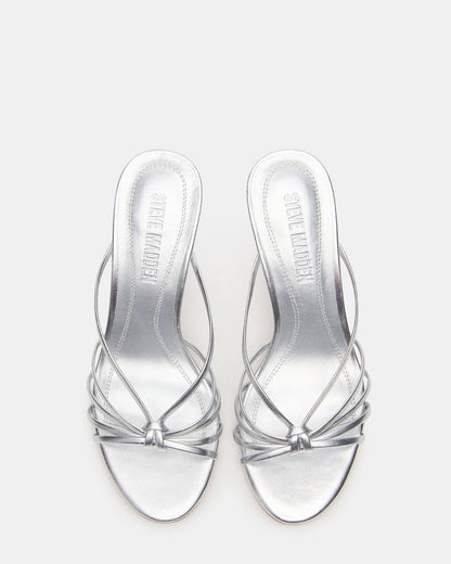 EDNA Silver Leather Strappy Mule Women's Heel Steve Madden SILVER LEA