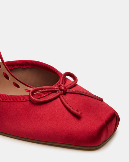 LARINA Red Satin Square-Toe Stiletto Pump Lace-Up Women's Heel Steve Madden RED SATIN