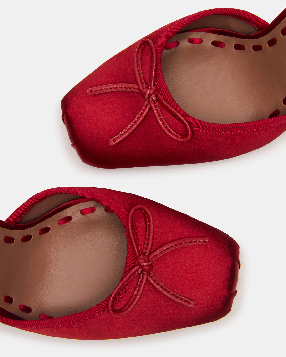 LARINA Red Satin Square-Toe Stiletto Pump Lace-Up Women's Heel Steve Madden RED SATIN