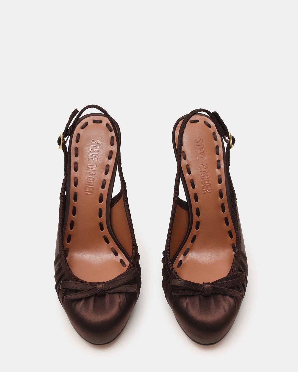 SOFIE Brown Satin Bow Slingback Platform Women's Heel Steve Madden BROWN SATIN
