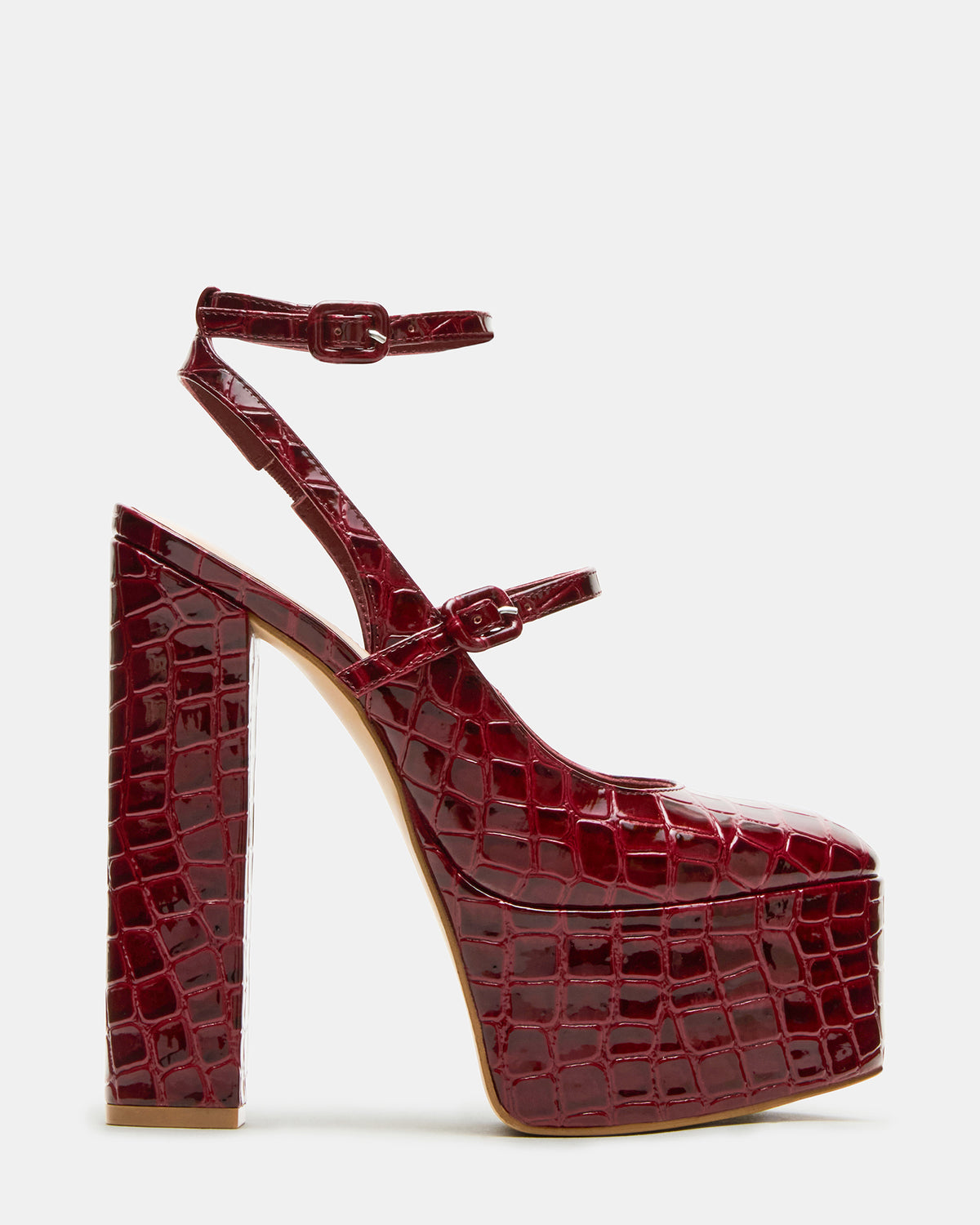 SCOTLYN Red Crocodile Women's Platform Block Heel Steve Madden RED CROCODILE
