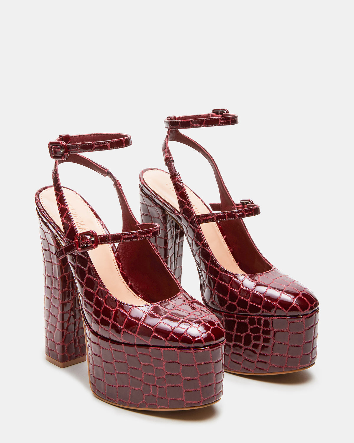 SCOTLYN Red Crocodile Women's Platform Block Heel Steve Madden RED CROCODILE
