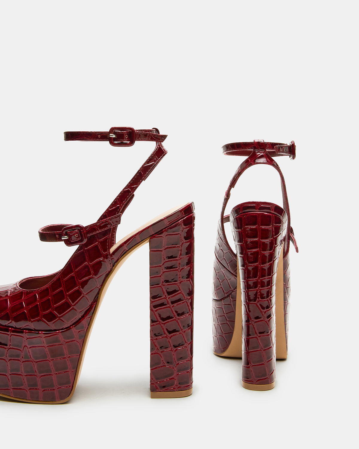 SCOTLYN Red Crocodile Women's Platform Block Heel Steve Madden RED CROCODILE