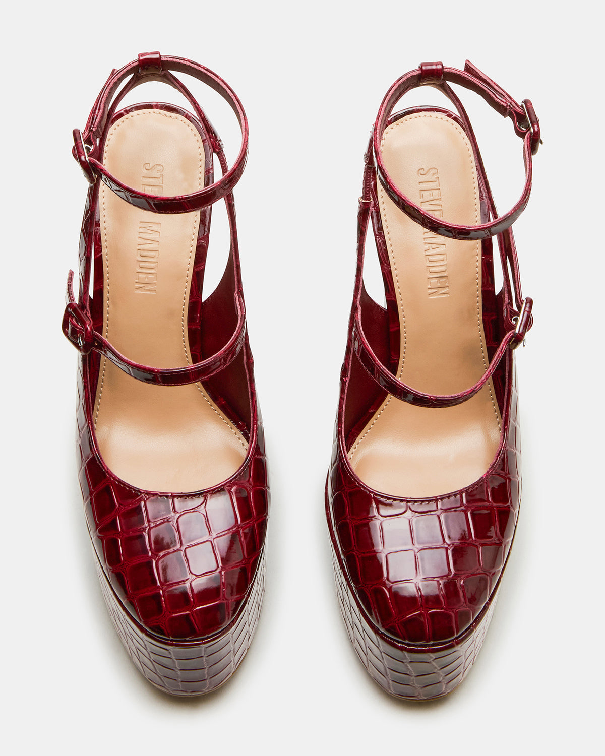 SCOTLYN Red Crocodile Women's Platform Block Heel Steve Madden RED CROCODILE