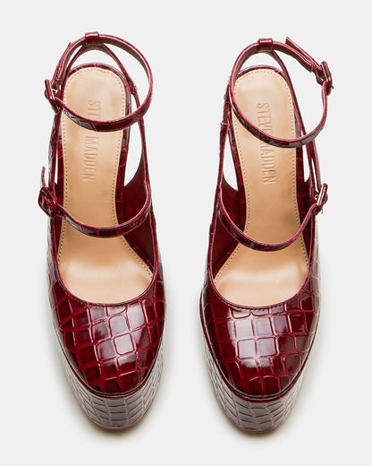 SCOTLYN Red Crocodile Women's Platform Block Heel Steve Madden RED CROCODILE