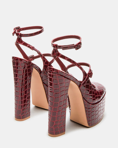 SCOTLYN Red Crocodile Women's Platform Block Heel Steve Madden RED CROCODILE