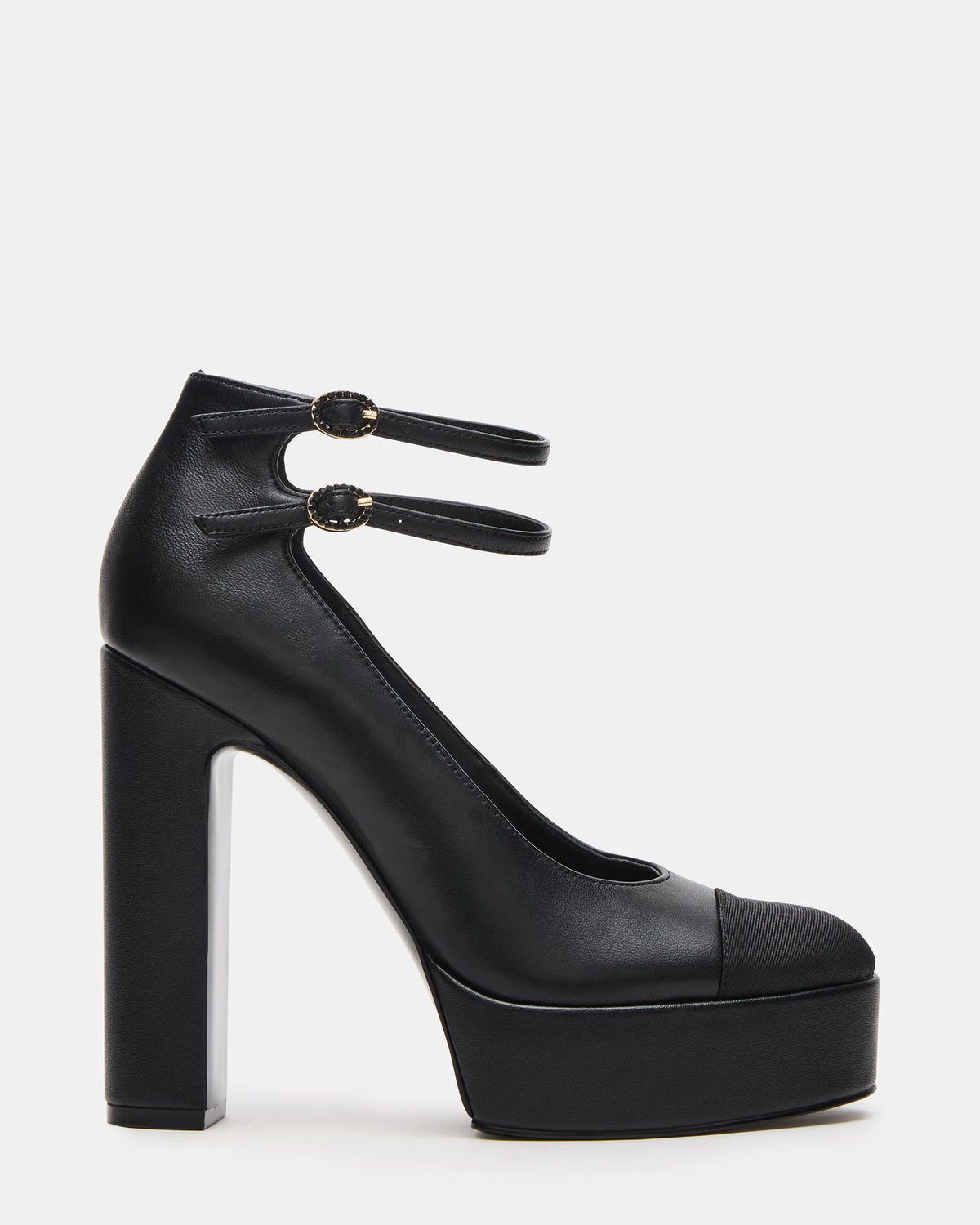PEYTON Black Leather Block Heel Platform Women's Heel Steve Madden BLACK LEATHER
