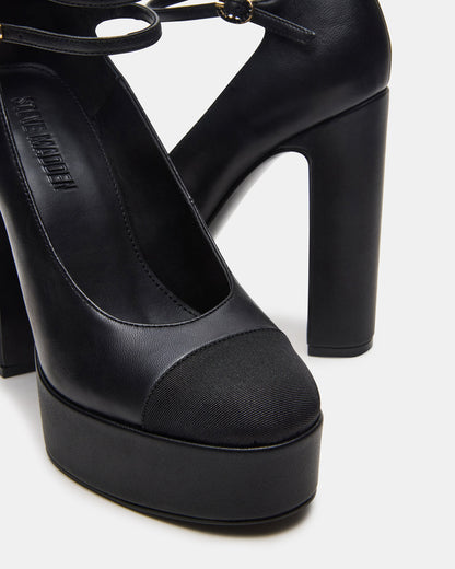 PEYTON Black Leather Block Heel Platform Women's Heel Steve Madden BLACK LEATHER