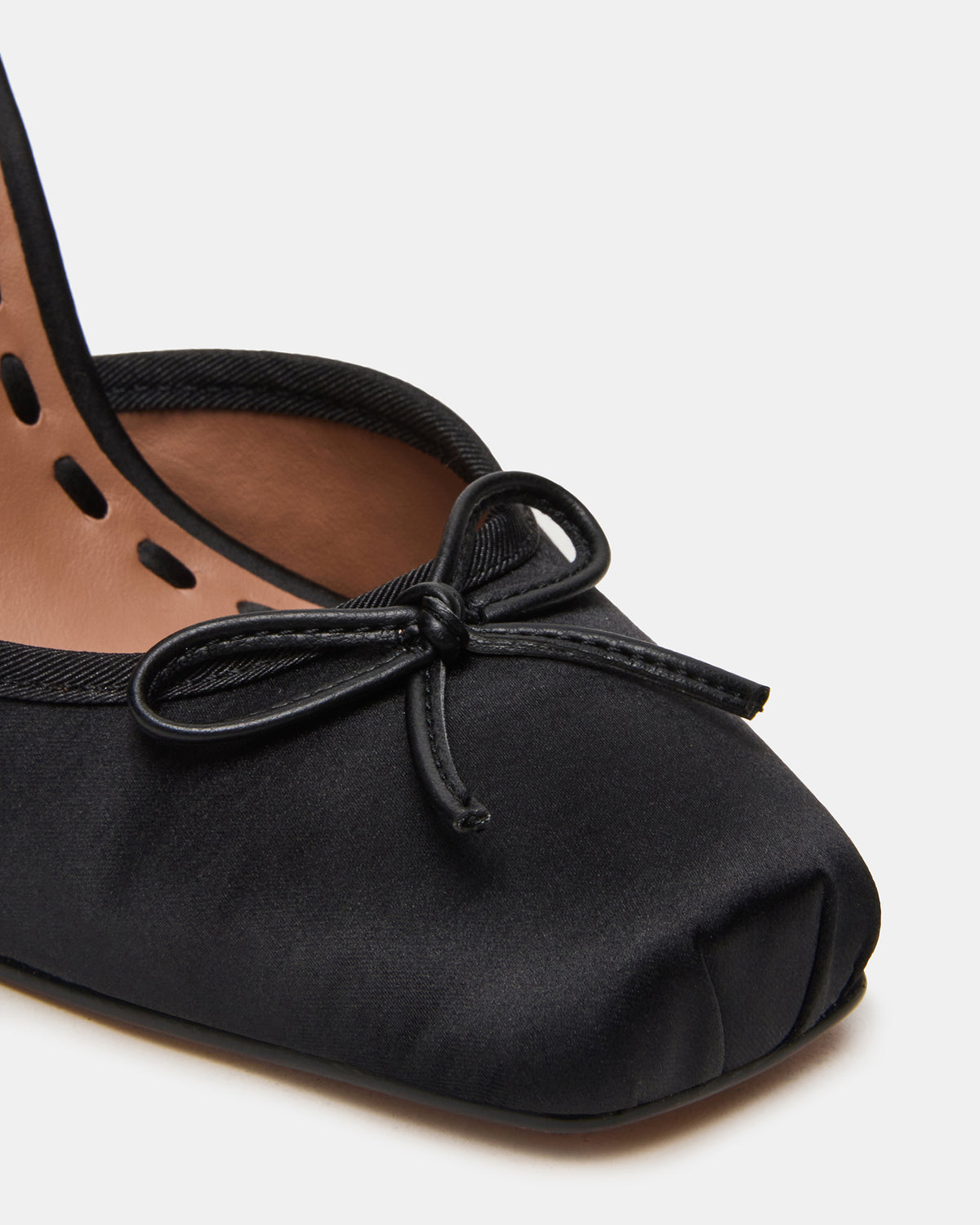 LARINA Black Satin Square-Toe Stiletto Pump Lace-Up Women's Heel Steve Madden BLACK SATIN