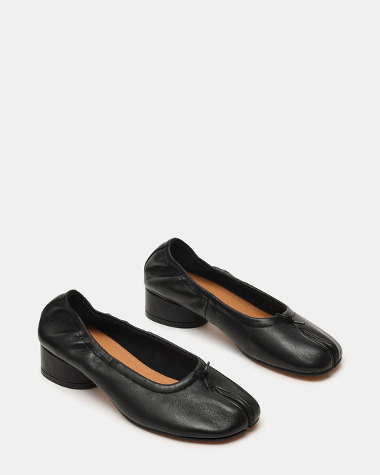 CYRA Black Leather Split Toe Tabi Women's Heel Steve Madden BLACK LEATHER