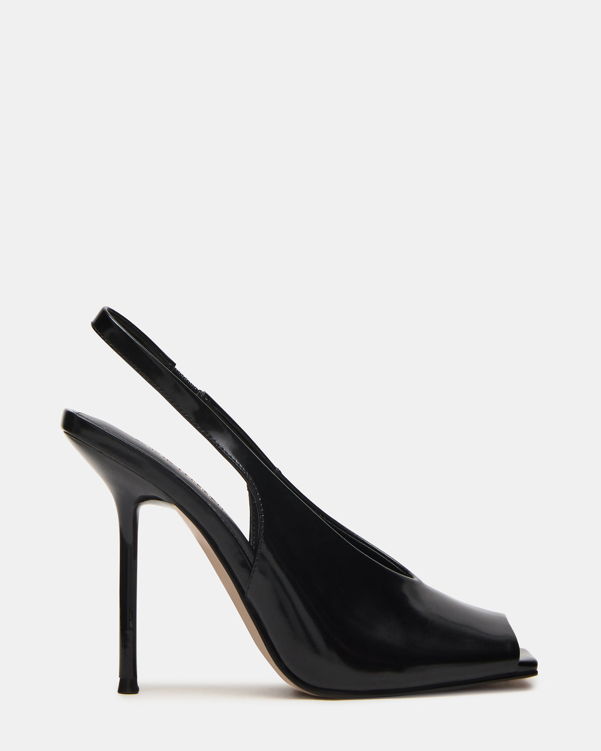 LUCIAN Black Leather Square-Toe Peep-Toe Slingback Women's Heel Steve Madden BLACK LEATHER