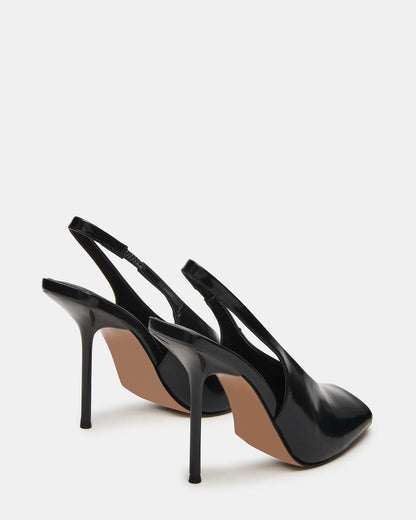 LUCIAN Black Leather Square-Toe Peep-Toe Slingback Women's Heel Steve Madden BLACK LEATHER