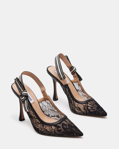 BRI Black Lace Slingback Pump Women's Heel Steve Madden BLACK LACE