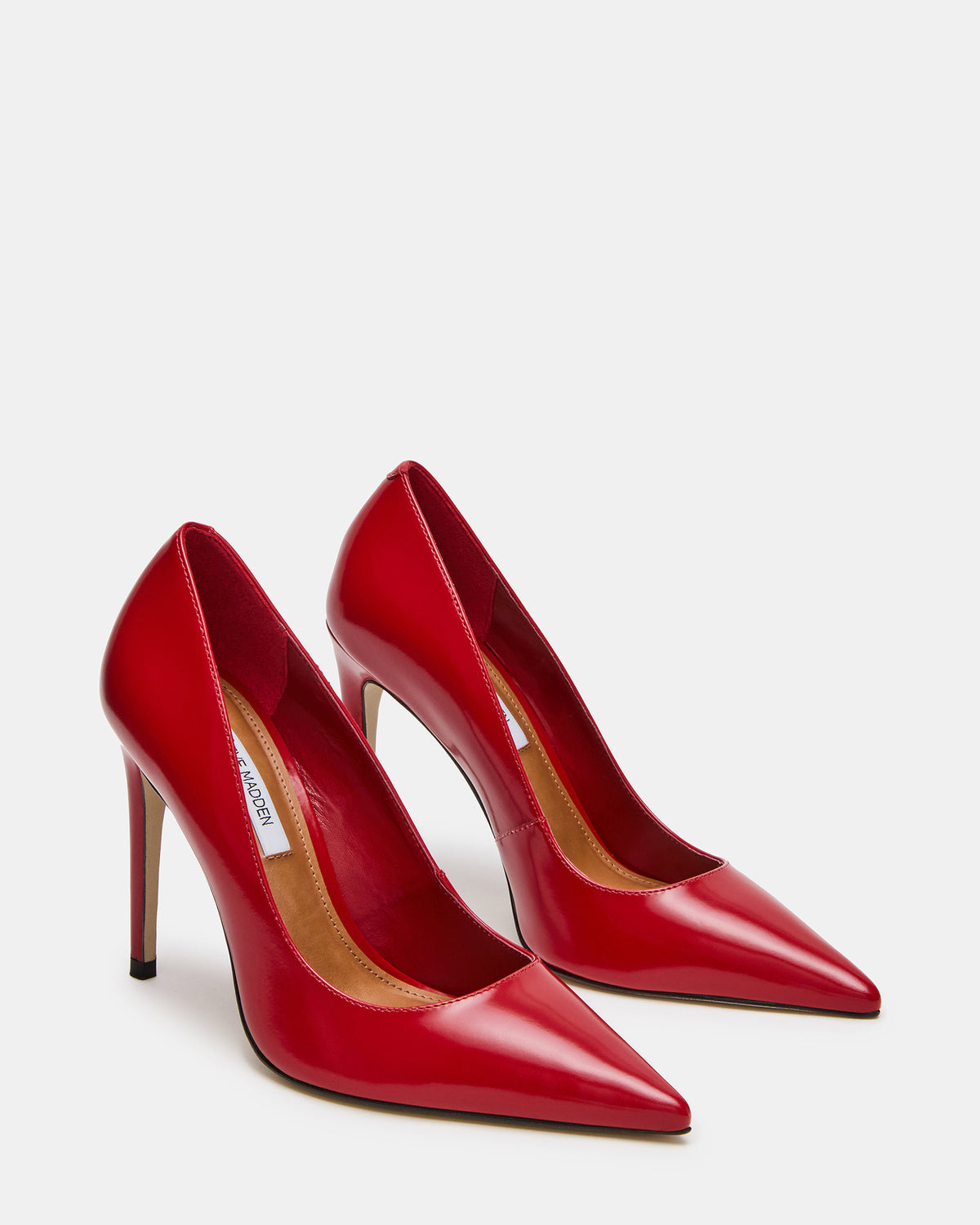 NOIR Red Leather Pointed-Toe Stiletto Pump Women's Heels Steve Madden RED LEATHER