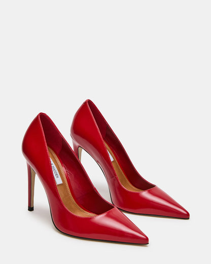 NOIR Red Leather Pointed-Toe Stiletto Pump Women's Heels Steve Madden RED LEATHER