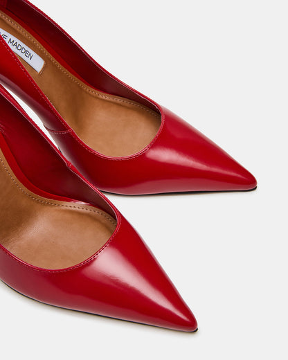 NOIR Red Leather Pointed-Toe Stiletto Pump Women's Heels Steve Madden RED LEATHER