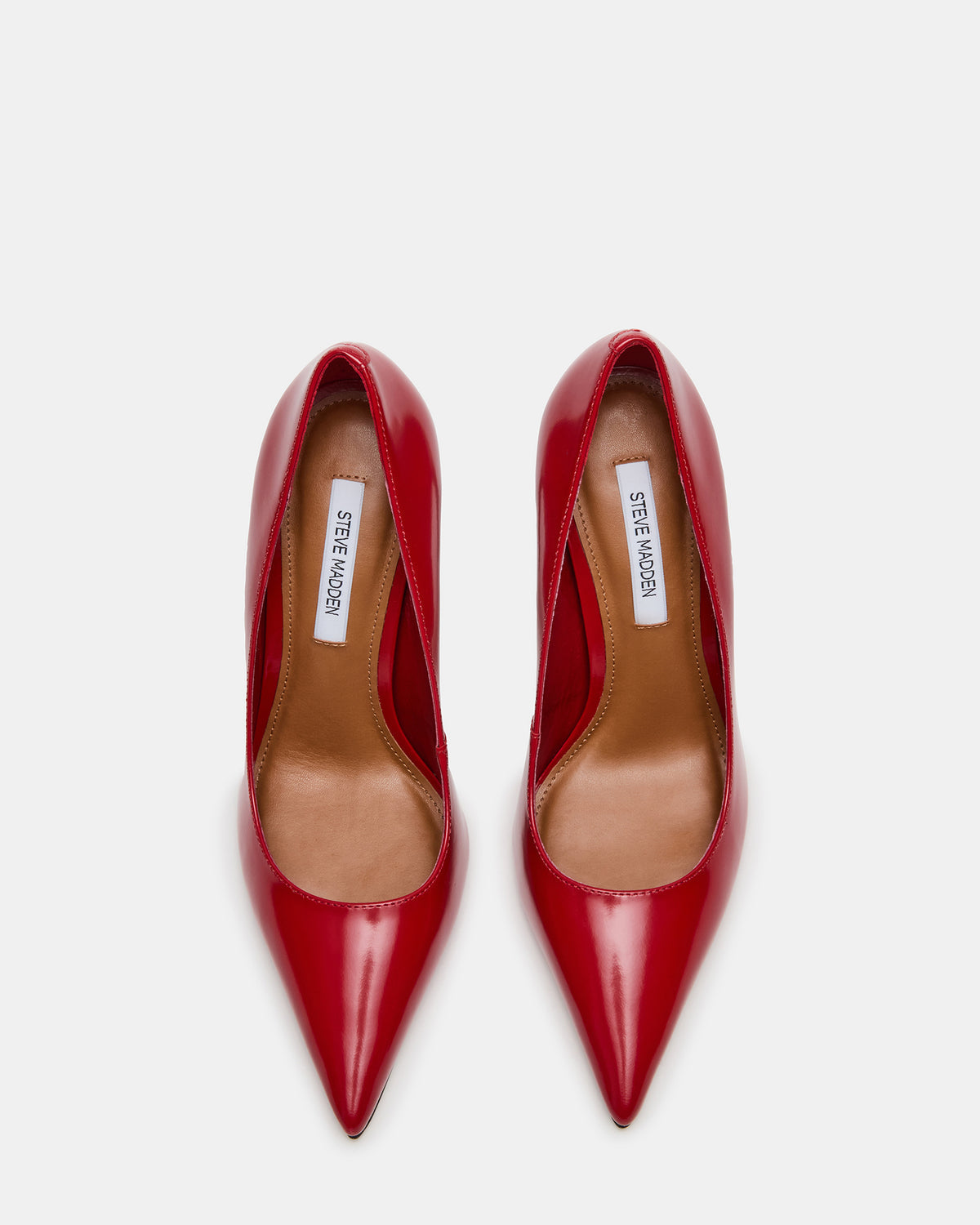 NOIR Red Leather Pointed-Toe Stiletto Pump Women's Heels Steve Madden RED LEATHER