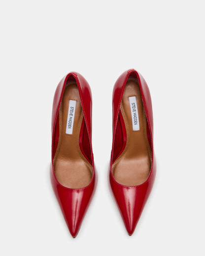 NOIR Red Leather Pointed-Toe Stiletto Pump Women's Heels Steve Madden RED LEATHER