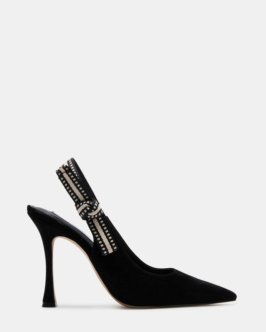 BRI Black Suede Slingback Pump Women's Heel Steve Madden BLACK SUEDE
