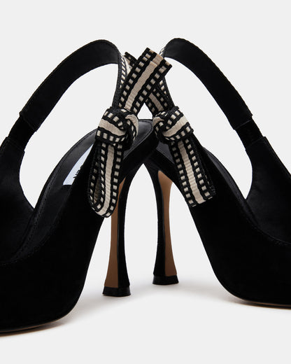 BRI Black Suede Slingback Pump Women's Heel Steve Madden BLACK SUEDE
