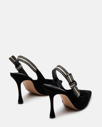 BRI Black Suede Slingback Pump Women's Heel Steve Madden BLACK SUEDE