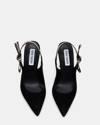 BRI Black Suede Slingback Pump Women's Heel Steve Madden BLACK SUEDE