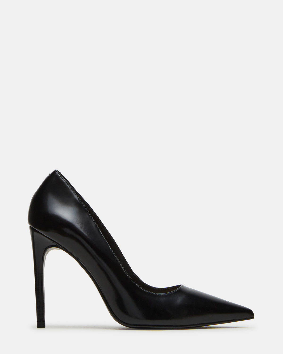 NOIR Black Leather Pointed-Toe Stiletto Pump Women's Heels Steve Madden BLACK LEATHER