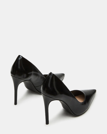 NOIR Black Leather Pointed-Toe Stiletto Pump Women's Heels Steve Madden BLACK LEATHER