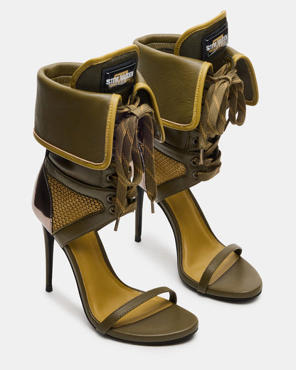 CASELLA Olive Open-Toe Stiletto Lace-Up Women's Heel Steve Madden OLIVE