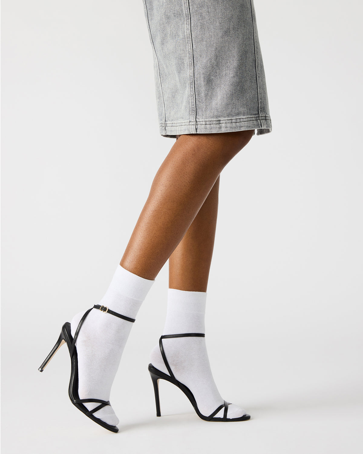 JYPSEY Black Leather Strappy Stiletto Women's Heel Steve Madden BLACK LEATHER