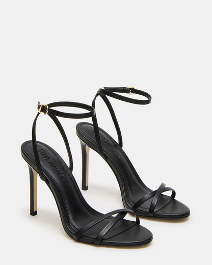 JYPSEY Black Leather Strappy Stiletto Women's Heel Steve Madden BLACK LEATHER