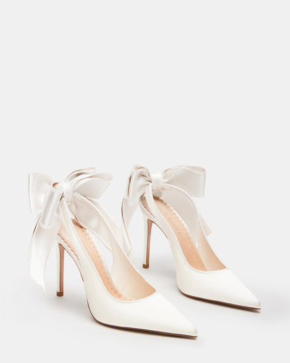 TEACUP Ivory Satin Women's Pointed-Toe Slingback Heel Steve Madden IVORY SATIN