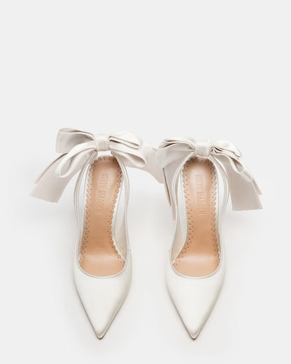 TEACUP Ivory Satin Women's Pointed-Toe Slingback Heel Steve Madden IVORY SATIN